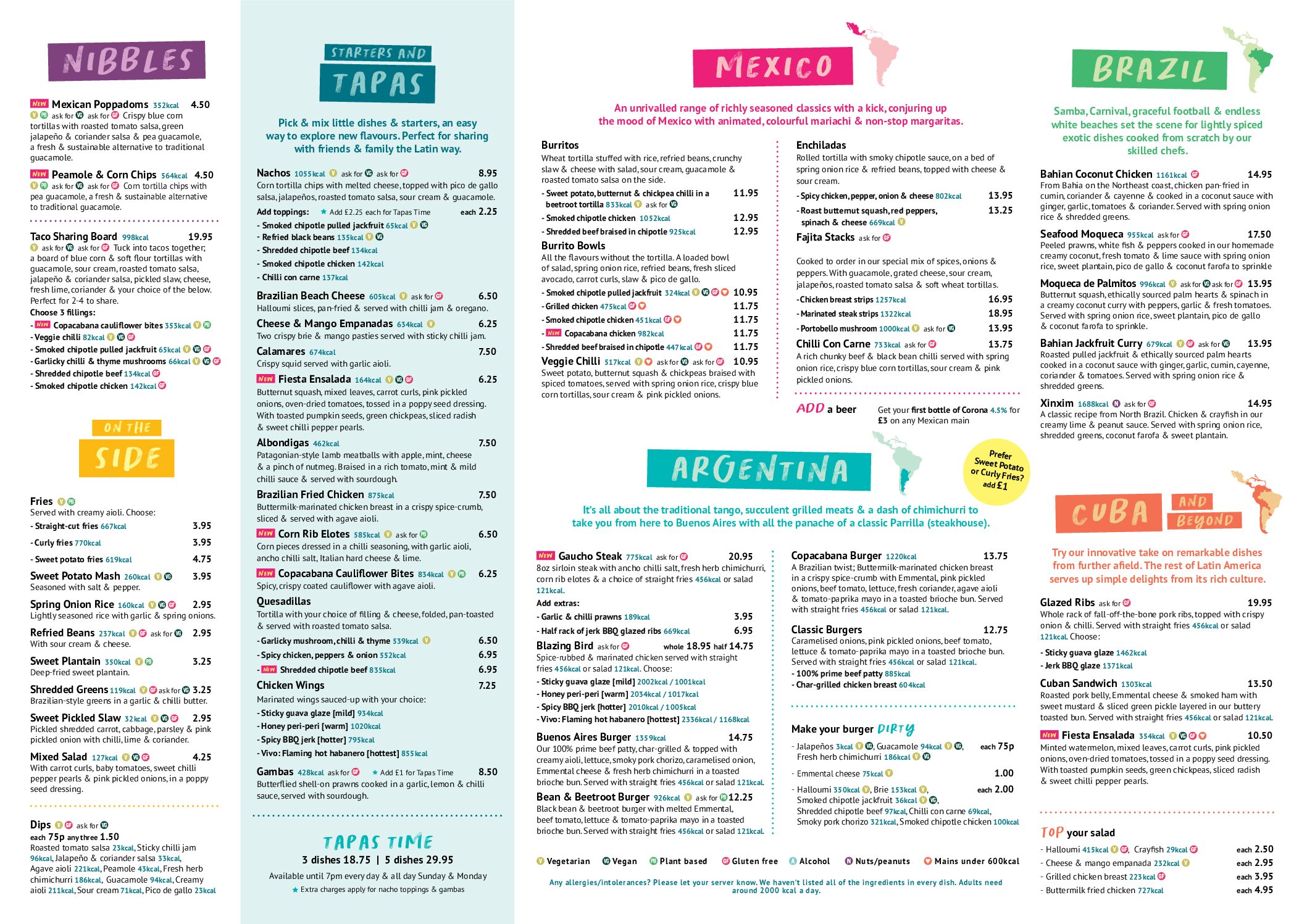 Menu 2022 Las Iguanas Gibraltar